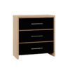 Bedroom Set in Light Oak Effect Veneer Black High Gloss