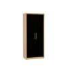 Bedroom Set in Light Oak Effect Veneer Black High Gloss