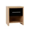 Bedroom Set in Light Oak Effect Veneer Black High Gloss