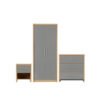Bedroom Set in Light Oak Effect Veneer Grey High Gloss bedroom chest of drawers uk